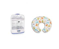 Chicco 00007391000000 Sterilizzatore 3 in 1, Bianco + Chicco 08079902430000 Boppy Cuscino Allattamento, 0m+, Bianco (Bianco Peaceful Jungle)