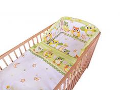 cosing 332 – 028 – 79 Set di biancheria da letto per bambini con paracolpi cotone 3 pezzi – Gufo 2, Verde