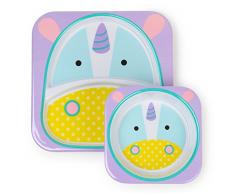 Skip Hop 252221 Zoo - Piatto e scodella, in melamina, motivo: unicorno