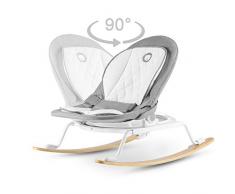 Lionelo Rosa sdraietta dondolo baby rocker schienale fino 9kg regolabile con sedile girevole di 90 gradi comodo per il trasporto slitte in legno buona costruzione (grigio bianco)