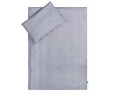 Lulando Lenzuola - Lenzuola per Bambini, Completo da 2 Pezzi: Cuscino e Copri-Piumino - Grey Dots/White Clouds - 400 g