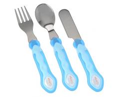 Vital Baby 492055 - Set di posate, include coltello, forchetta e cucchiaio, colore: Azzurro
