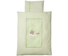 Easy Baby 410-84 - Biancheria per lettino, motivo orsetto che dorme, 100 x 135 cm, colore: Verde