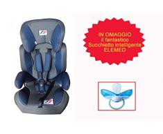 Elemed 123BG-BP2002F Seggiolino Auto Racing + Succhietto Intelligente Fisiologico Misura 2 Omaggio, Blu
