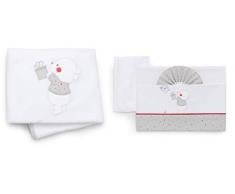 Italbaby completo di lenzuoline ricamate 3pezzi, per lettino + copertina in pile bear grey