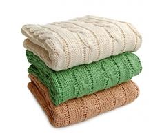 SonnenStrick 3009009 - Coperta per neonati, 100% cotone biologico con motivo a trecce, colore: caramello