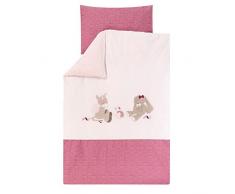 Nattou 987479 Nina, Jade & Lili biancheria da letto con cuscino, Rosa