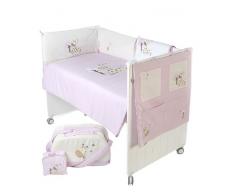 Naf-Naf 30350 - Coperta imbottita, paracolpi, organizer portaoggetti per lettino, imbottitura per fasciatoio, coperta estiva e borsa fasciatoio, 6 pezzi, motivo Jungle, colore: Lilla