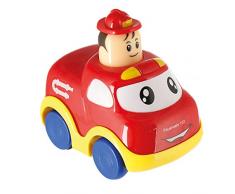 Bieco spinta e Los vigili del fuoco, rosso, semovente, Press & Go auto per i bambini, giocattolo veicolo dietro strisciando per i bambini da 9M, 19.002.702