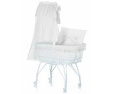 Italbaby 582.0012-5 Linda Culla con Velo, in Giunco, Ruote Piroettanti, Tessuto Piquè, Bianco