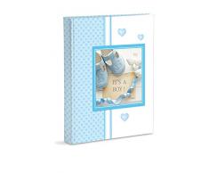 Album fotografico, 23x30 celeste nascita bambino con diario