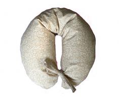 Merrymama- Cuscino allattamento + fodera con lacci/cm 130 (imbottito in microgranuli di polistirene),Provenzale ecrù