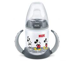 NUK Disney First Choice+ tazza biberon | 6+ mesi | Beccuccio in silicone a prova di perdite | Sfiato anti-coliche | Senza BPA | 150ml | Mickey Mouse (grigio) | 1 pezzo