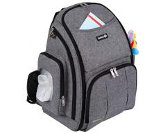 Safety 1st Zaino Mamma Multifunzione, Cambio Pannolini, Materassino Fasciatoio, 17 Scomparti, Spallacci Regolabili e Tessuto Impermeabile e Traspirante sulla Schiena, Colore Black Chic