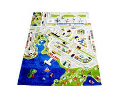 IVI NB/121MD034134180-IT Tappeto Ipoallergenico da Gioco in 3D per Bambini con MotivoCittà Colorata, Multicolore, 134 x 180 cm