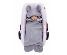 ByBoom® - Copertina avvolgente universale per la mezza stagione e per lestate per ovetto, seggiolino auto (p.es. per Maxi-Cosi, Römer), passeggino, Buggy o lettino, Colore:Grigio Scuro/Grigio - Mouse
