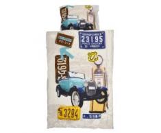 Jollein, Set copripiumino + federa, 140 x 200 cm, Blu (blau/weiß)