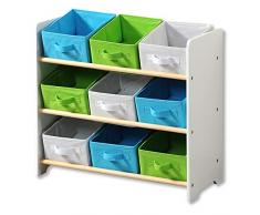 Kesper 17716 13 bambini di conservazione Scaffale con 9 scatole in tessuto, Bianco