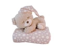 Bieco 38002075 Bambino Cuddle Set con coperta di sicurezza e peluche Peti, Schmuseset con coperta beige e orsacchiotto, coperta del bambino e orso impagliato per i bambini da 0 mesi, beige