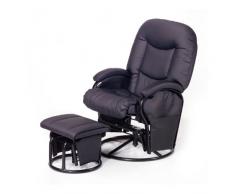 Hauck Metal Glider, Poltrona Allattamento e Rilassamento fino a 120 kg, Sgabello Incluso, con Bracciuoli, Funzione Dondolamento, Tasche Laterali, Girevole e Regolabile, Nero