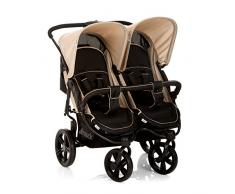 Hauck Roadster Duo SLX Passeggino Gemellare per Neonati e Bambini, Uno Accanto allAltro, Utilizzabile fin dalla Nascita, Sottile, Piegatura Veloce, Beige/Nero