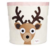 3 Sprouts 3S-IBNDEE Cotton Canvas Cesto di Immagazzinaggio Portagiochi e Portaoggetti, 17 diam. x 17-1/2 h, Multicolore (Cerbiatto Marrone)