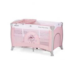 Hauck Sleep N Play Center 3, Lettino da Viaggio dalla Nascita a 15 kg, Lettino 7 Pezzi con 2 Livelli, Fasciatoio, Uscita Laterale, Tasca in Rete, Ruote e Borsa di Trasporto, Rosa (Sweety)