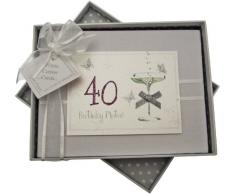 White Cotton Cards, Album di compleanno fatto a mano, max. 60 foto da 7 x 5 cm, Bianco, 40 anni