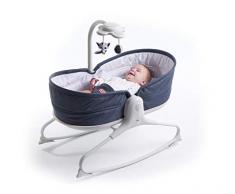 Tiny Love Rocker Sdraietta dondolamento, culla neonato con vibrazione e arco giochi musicale, con capottina, colore Blue Jeans