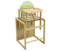 Roba Seggiolone Combi, Seggiolone in Legno con Vassoio che Diventa Seggiolina + Tavolo, Color Legno Naturale, Seduta Imbottita Fantasia jungle Babies