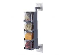 Local Makes A Comeback - Scatola porta spezie in plastica con cucchiaio, girevole, senza chiodi da cucina 4 strati grigio