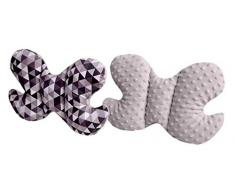 Medi Partner - Cuscino per la testa per bambini, motivo: farfalle, 100% cotone, peluche Minky, per auto, viaggio, collo