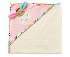 Fehn 397086 - Asciugamano da bagno con cappuccio di BabyLove, poncho in cotone con graziosa stampa a forma di ape, per neonati e bambini a partire da 0 mesi, misure: 80 x 80 cm, Asinello, 80 x 80 cm