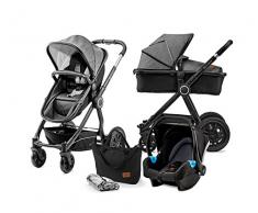 Kinderkraft Passeggino Trio VEO, 3 in 1, Carrozzina, con Seggiolino Auto, Ammortizzate, Pieghevole, Accessori, 0-15 Kg, Nero