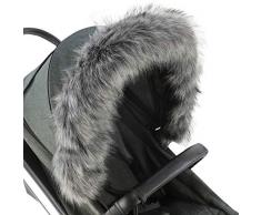 For-Your-Little-One - Cappuccio in pelliccia, compatibile con passeggino, colore: grigio scuro