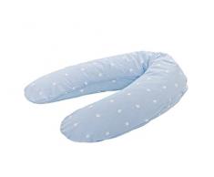 Träumeland TT12411 - Cuscino per allattamento, con imbottitura in perline di polistirene, motivo coroncine, 190 cm, colore: Azzurro
