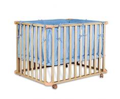 dibea Lettino mobile con sponde e ruote per bebè e bambini culla per bambini regolabile in altezza adatto per materassi 90x60 cm Blu