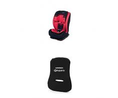Foppapedretti Re-klino Fix Seggiolino Auto, Gruppo 1/2/3 (9-36 Kg), per Bambini da 9 Mesi a 12 Anni, Rosso + Dispositivo Antiabbandono, Nero