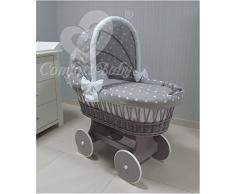 ComfortBaby 00071211-92LG - Culla con rotelle Snuggly, completa di accessori, certificata e sicura (grigio - grigio con stella bianca)