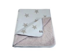 Babys Only, Coperta lavorata a maglia per bambini, fantasia: stelle 90 x 75 cm, Blu (Baby Blau/Grau)