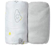 BabyCalin BBC414006 - Set di 2 lenzuola con angoli, 70 x 140 x 17 cm, colore: Grigio