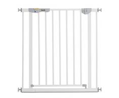 Hauck Autoclosen Stop 2 Cancelletto di Sicurezza per Porte e Scale 75-80 cm, Chiusura Automatica, Indicatore Colorato, a Pressione, senza Fori, Compatibile con Estensioni, Metallo Bianco