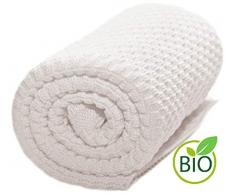 Wallaboo Coperta ultra morbida per bambini Eden, puro 100% cotone bio, Dimensione 90 x 70 cm, lavorata a maglia, per lettino, Colore: Bianca