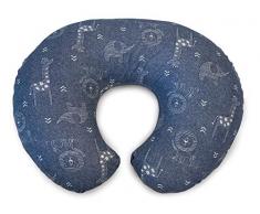 Boppy Cuscino Allattamento per Neonati 0+ Mesi, Forma Ergonomica con Inserto Miracle Middle, Cuscino e Nido Neonato per Allattamento al Seno e Col Biberon, Denim Animals