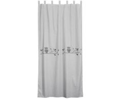 Taftan - Tenda ad anelli 145 x 280 cm, con fantasia gufi, colore: Grigio