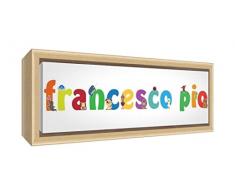 Little Helper LHV-Francesco PIO-1542-FCNAT-15IT Stampa su Tela Incorniciata Legno Naturale, Disegno Personalizzabile con Nome da Ragazzi Francesco pio, Multicolore, 19 x 46 x 3 cm