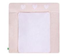 Lulando Materassino per Fasciatoio + 2 Stuoie Rimovibili ed Impermeabili di Tessuto a Spugna 2 Dimensioni 75 X 80 Cm Y 75 X 85 Cm (Strisce Beige - Cuori)