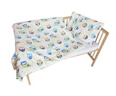 cosing 332 – 019 – 55 – Set di biancheria da letto di cotone 2 pezzi bambino – gufo, Beige