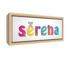 Little Helper LHV-SERENA-2159-FCNAT-15IT Stampa su Tela Incorniciata Legno Naturale, Disegno Personalizzabile con Nome da Ragazza Serena, Multicolore, 25 x 63 x 3 cm
