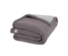Noukies BB1410200 Mix e Match Coperta Tricoloudoux, Grigio Chiaro/Antracite, 75X100Cm